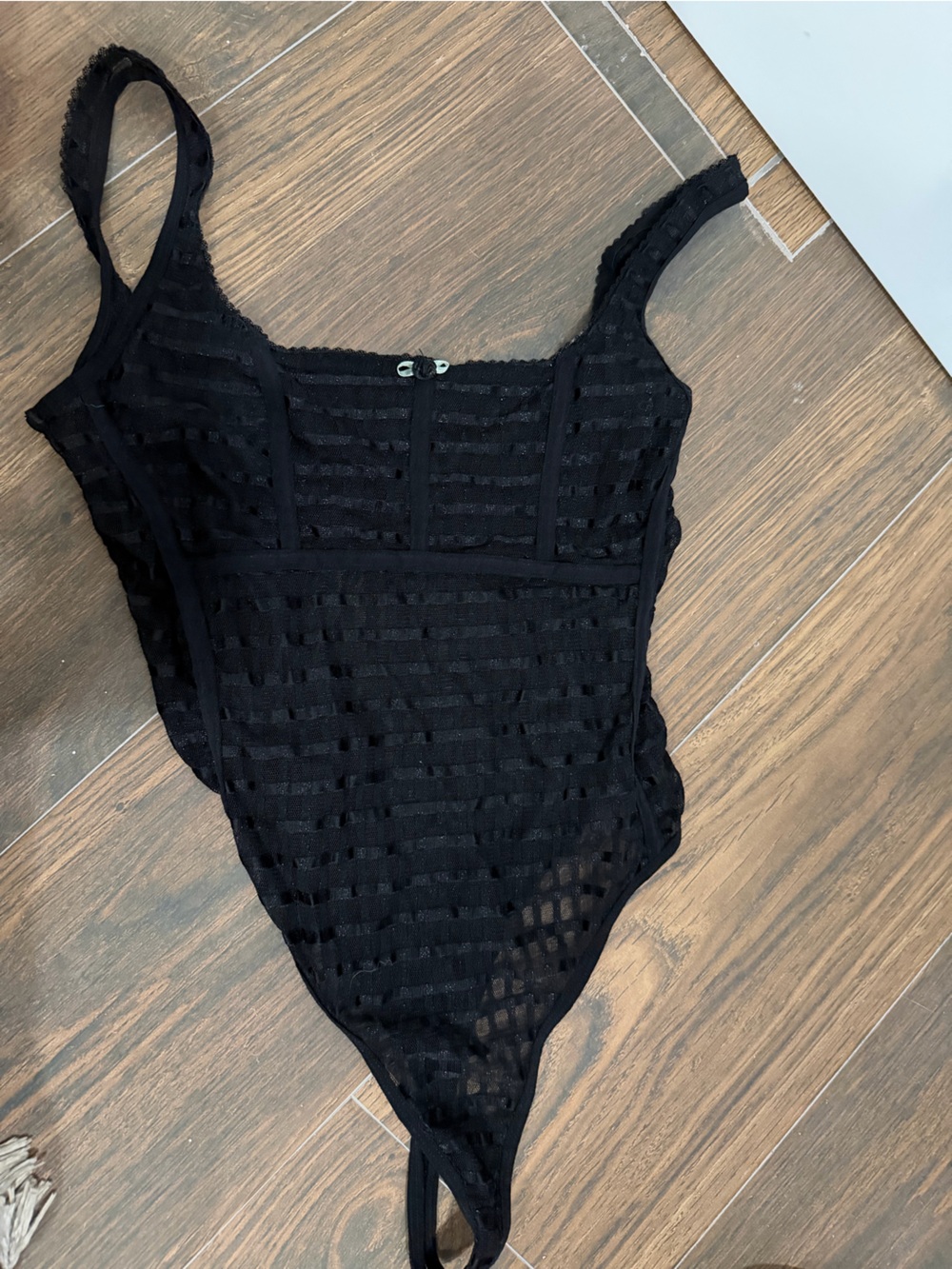 Black Sheer Striped Halter Bodysuit
